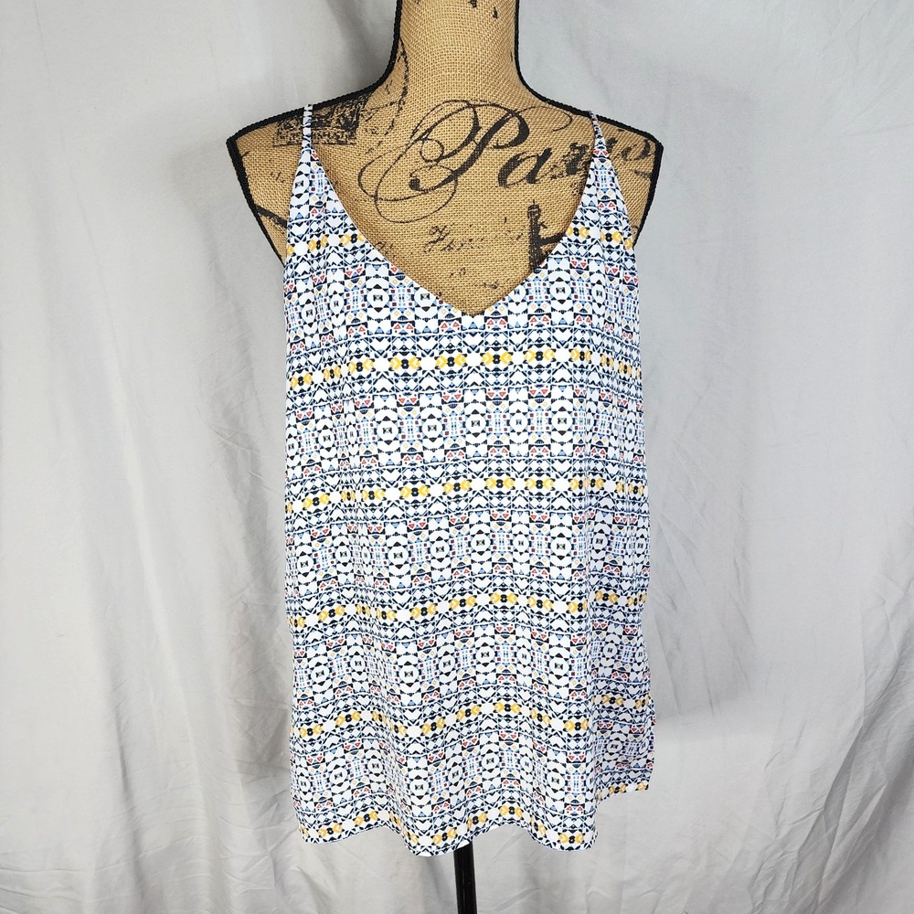 H&M Size 12 Colorful Tribal Print V-Neck Strappy Camisole Summer Casual Tank Top